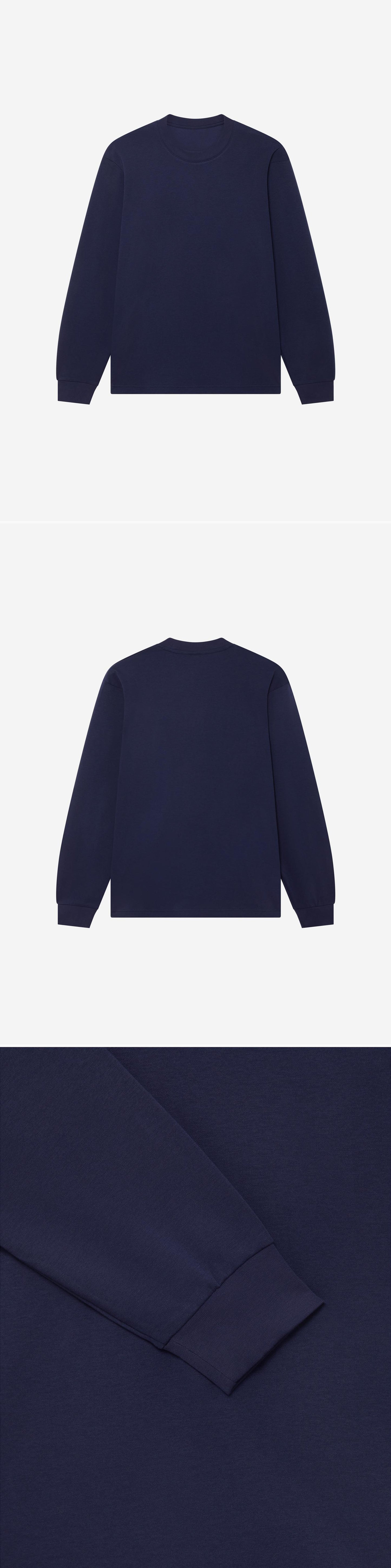 LS_NAVY_TEE - Hanging - 3 x Shots - Front + Back + Detail B