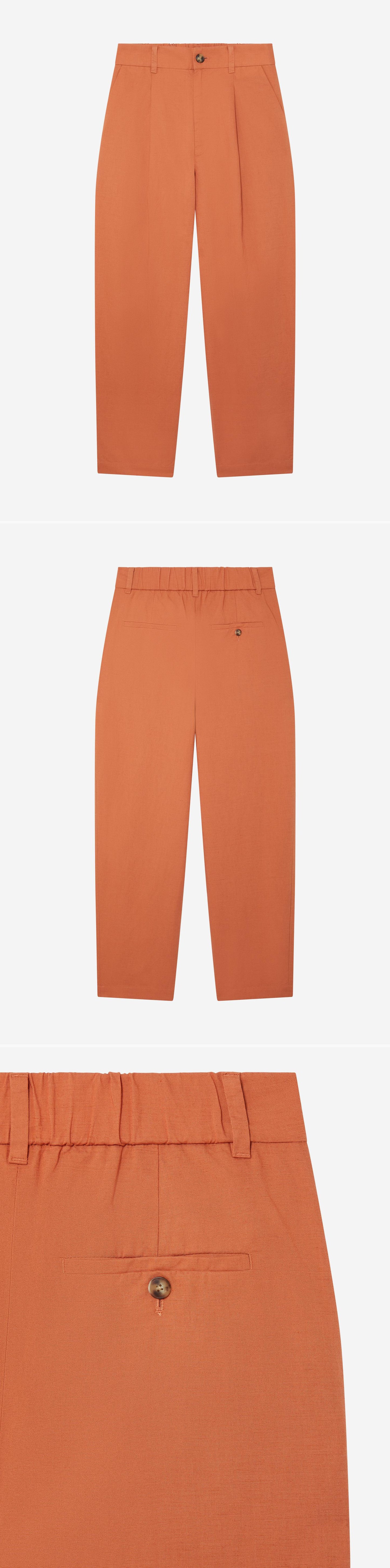 ORANGE_WIDELEG_TROUSER - Hanging - 3 x Shots - Front + Back + Detail B