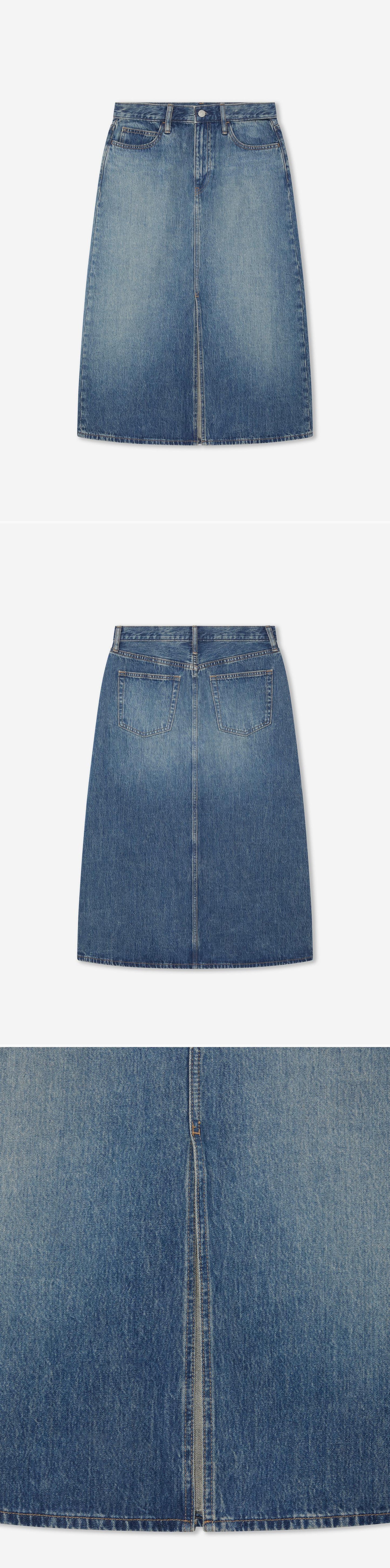 DENIM_SKIRT - Hanging - 3 x Shots - Front + Back + Detail B