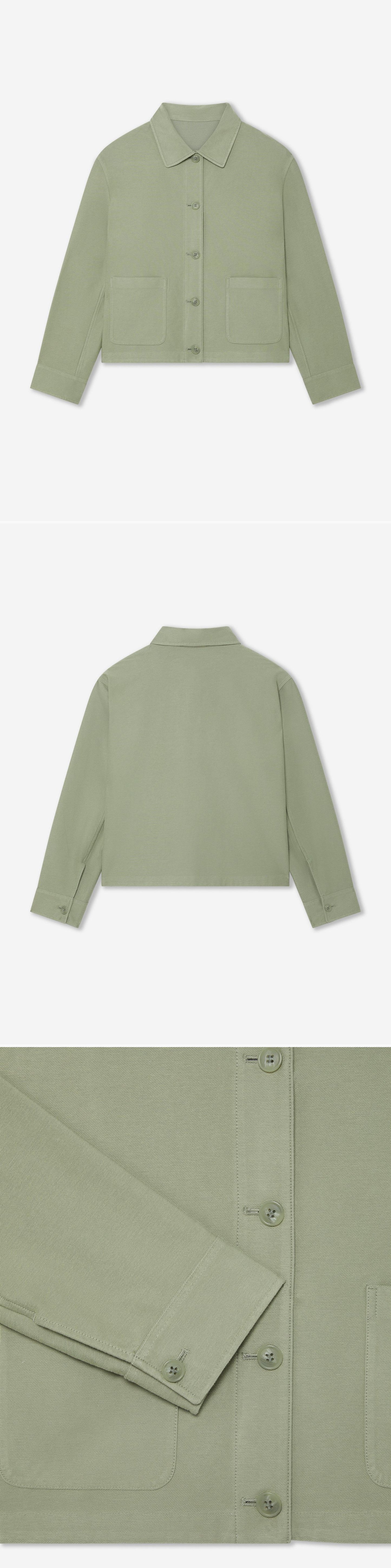 GREEN_OVERSHIRT - Hanging - 3 x Shots - Front + Back + Detail B