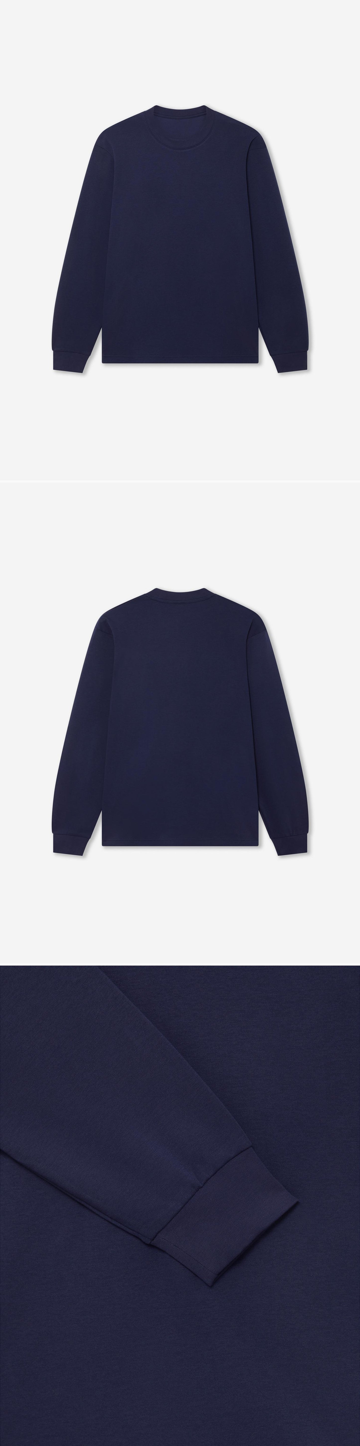 LS_NAVY_TEE - Hanging - 3 x Shots - Front + Back + Detail B