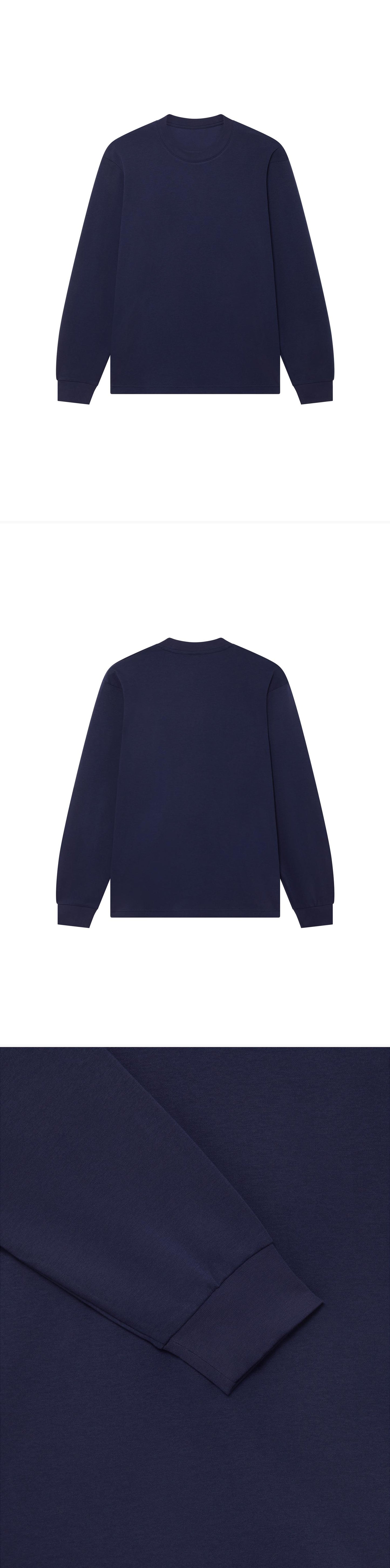 LS_NAVY_TEE - Hanging - 3 x Shots - Front + Back + Detail B