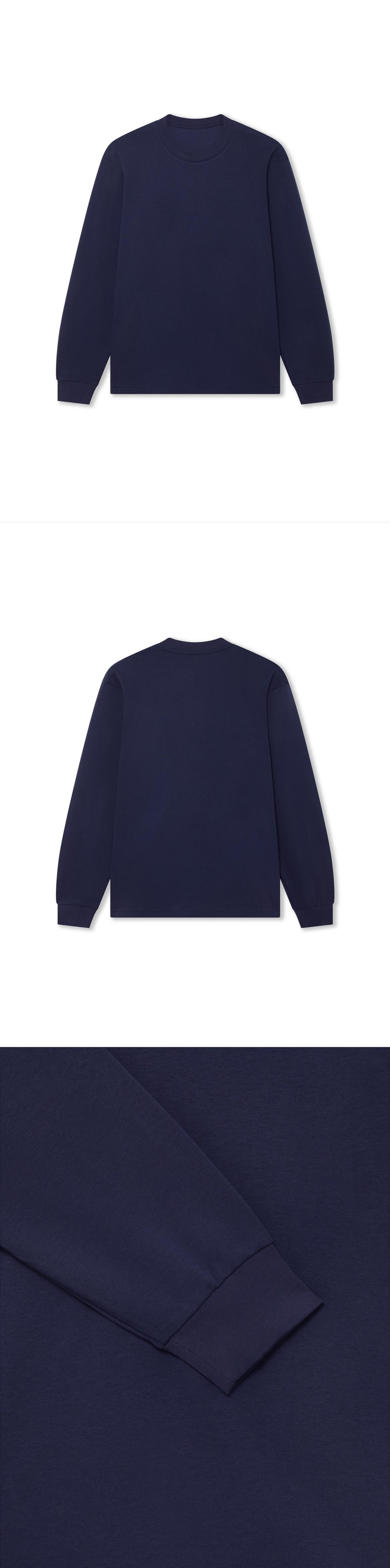 LS_NAVY_TEE - Hanging - 3 x Shots - Front + Back + Detail B