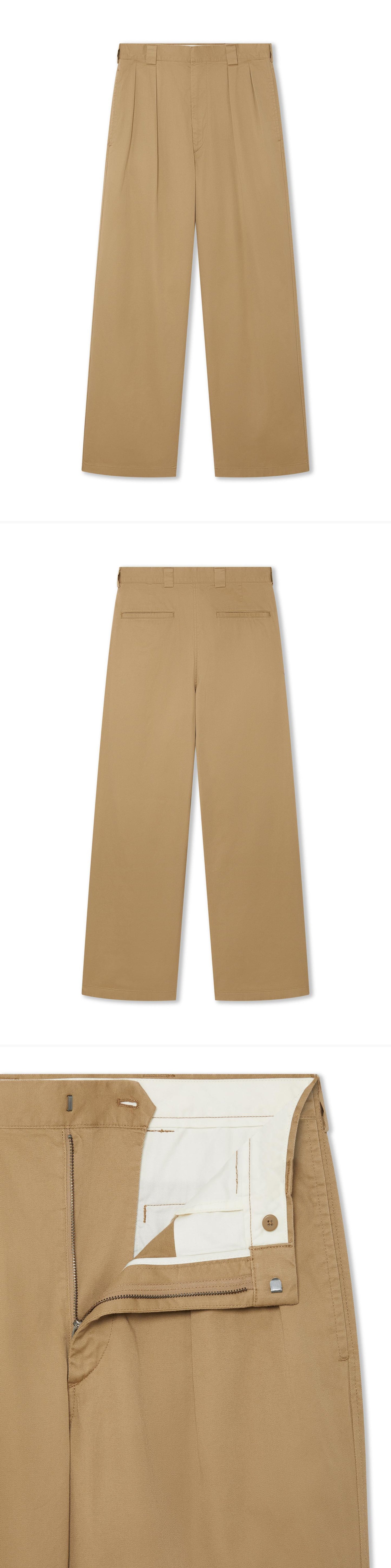 TAN_WIDELEG_TROUSER - Hanging - 3 x Shots - Front + Back + Detail B