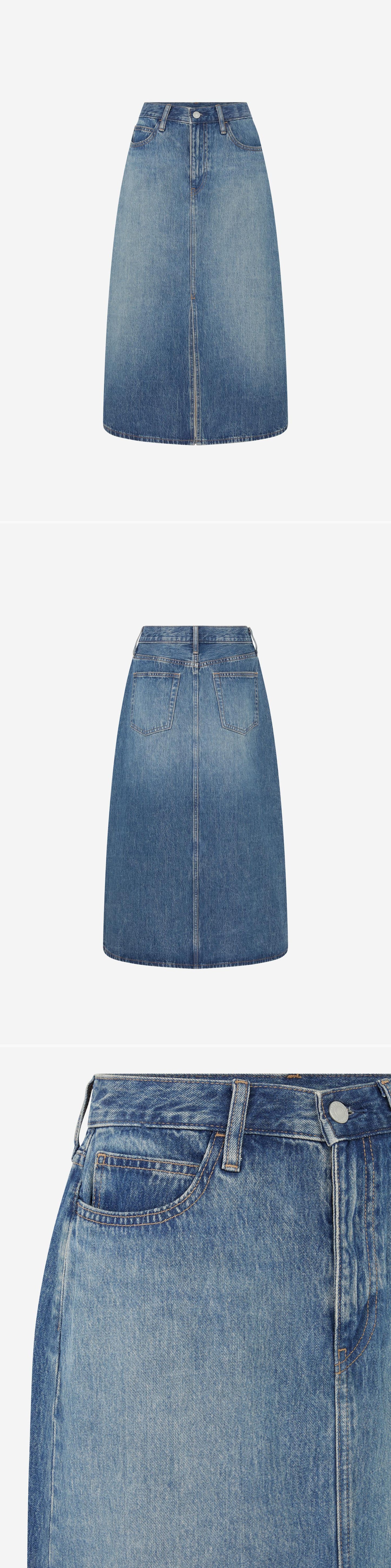 DENIM_SKIRT - Mannequin - 3 x Shots - Front + Back + Detail A