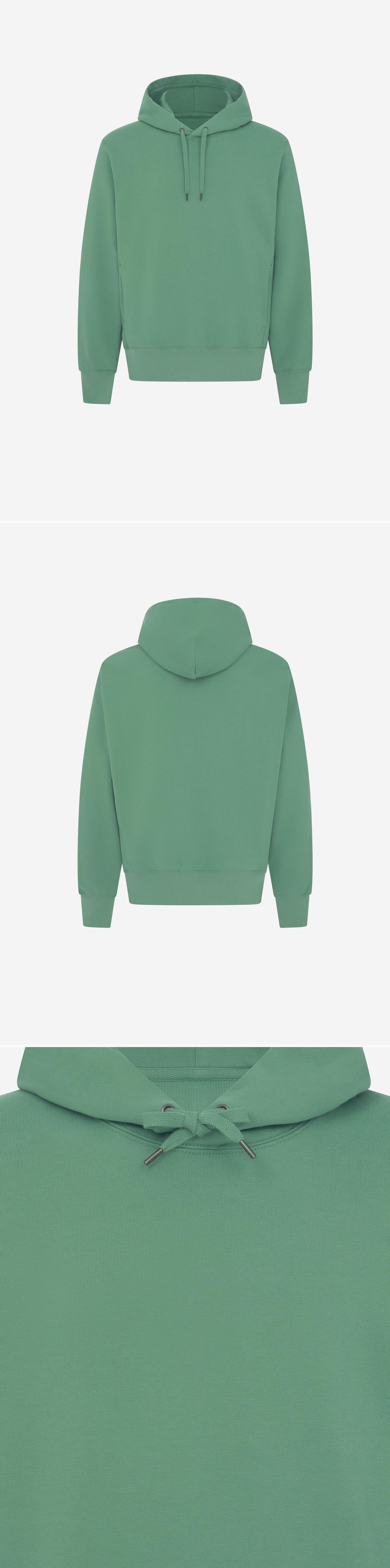 GREEN_HOODIE - Mannequin - 3 x Shots - Front + Back + Detail A