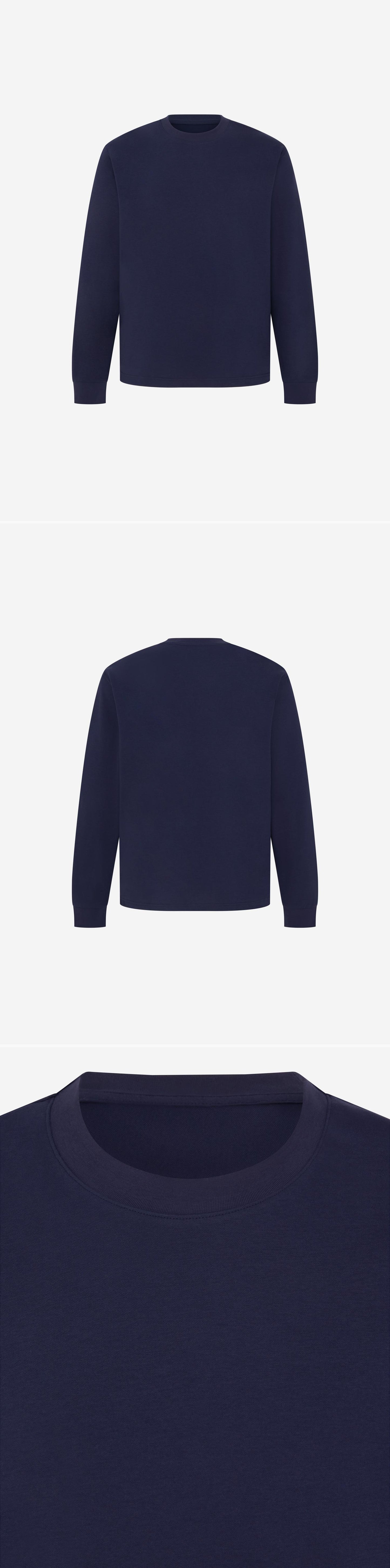 LS_NAVY_TEE - Mannequin - 3 x Shots - Front + Back + Detail A