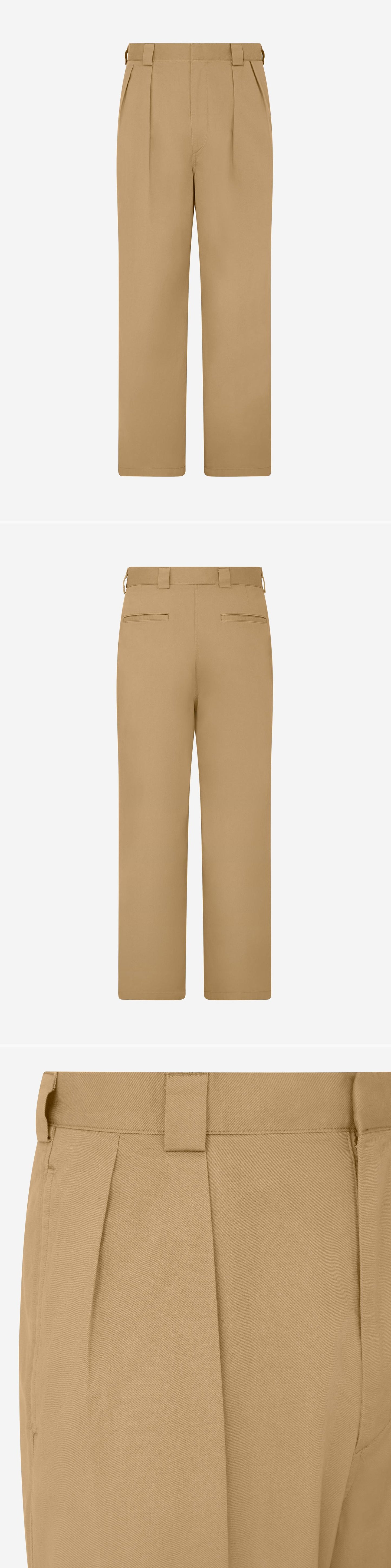 TAN_WIDELEG_TROUSER - Mannequin - 3 x Shots - Front + Back + Detail A