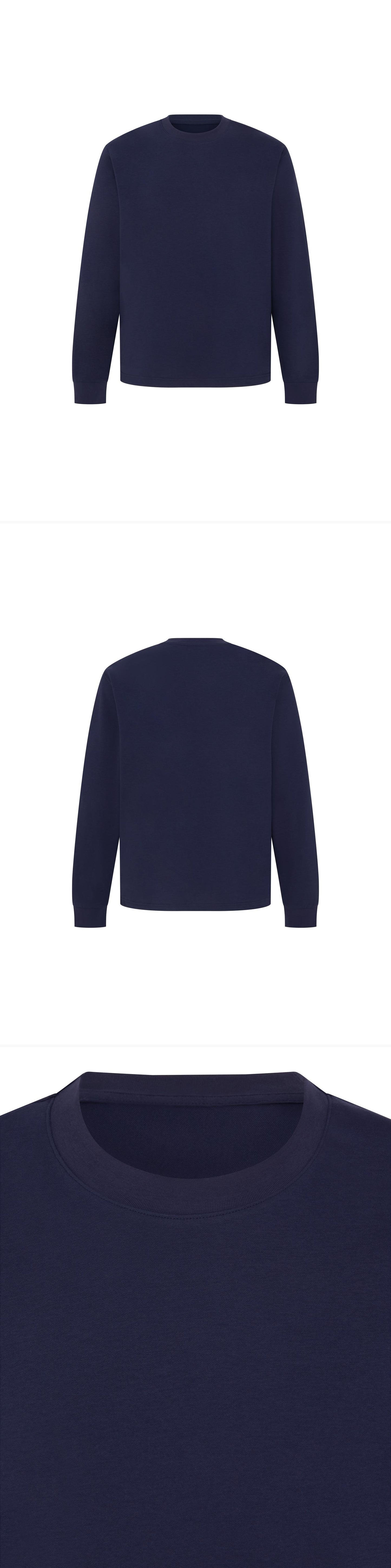 LS_NAVY_TEE - Mannequin - 3 x Shots - Front + Back + Detail A