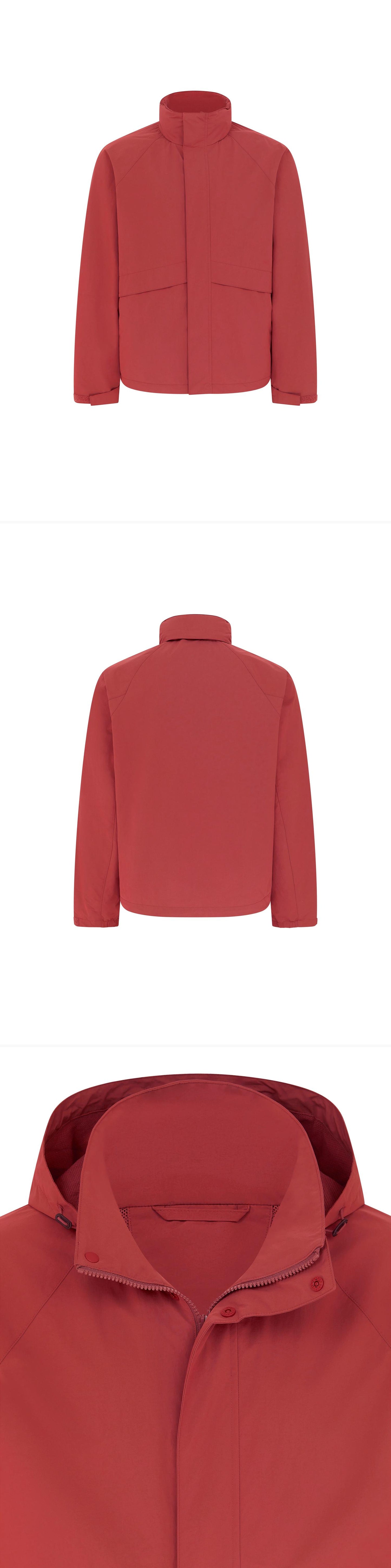 RED_HIGHNECK_JACKET - Mannequin - 3 x Shots - Front + Back + Detail A