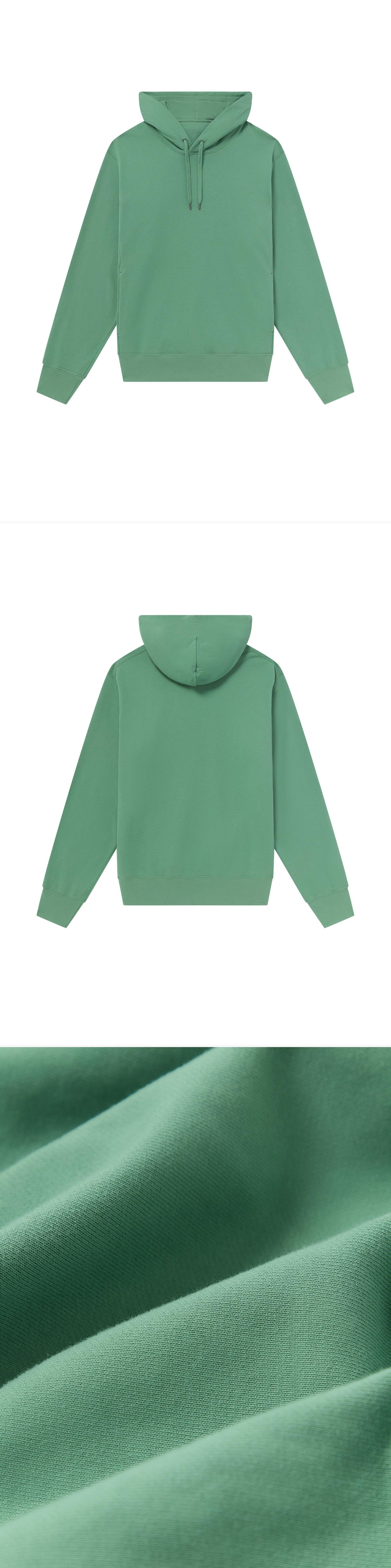 GREEN_HOODIE - Flat Lay - 3 x Shots - Front + Back + Detail C