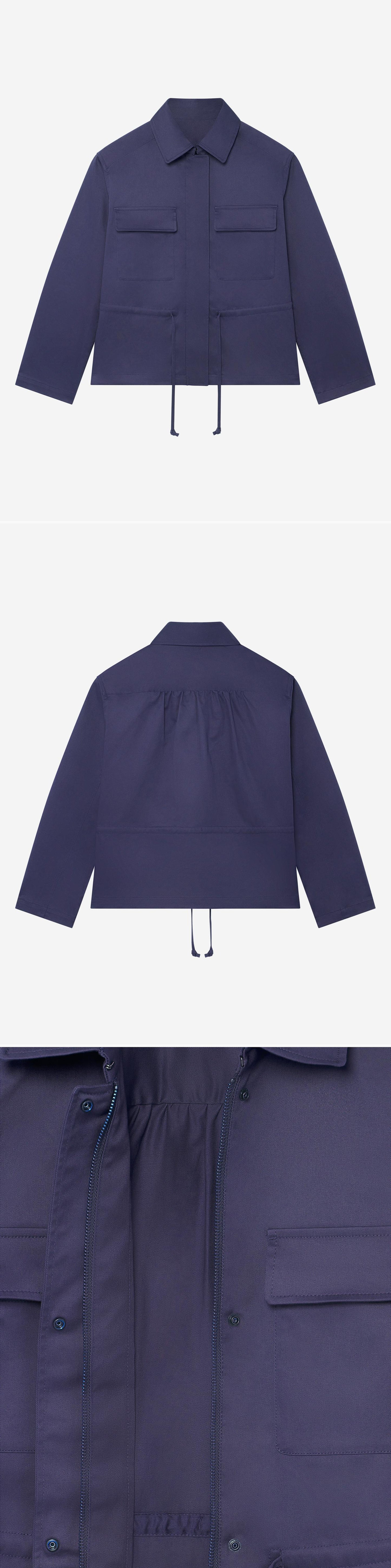 BLUE_JACKET - Hanging - 3 x Shots - Front + Back + Detail C