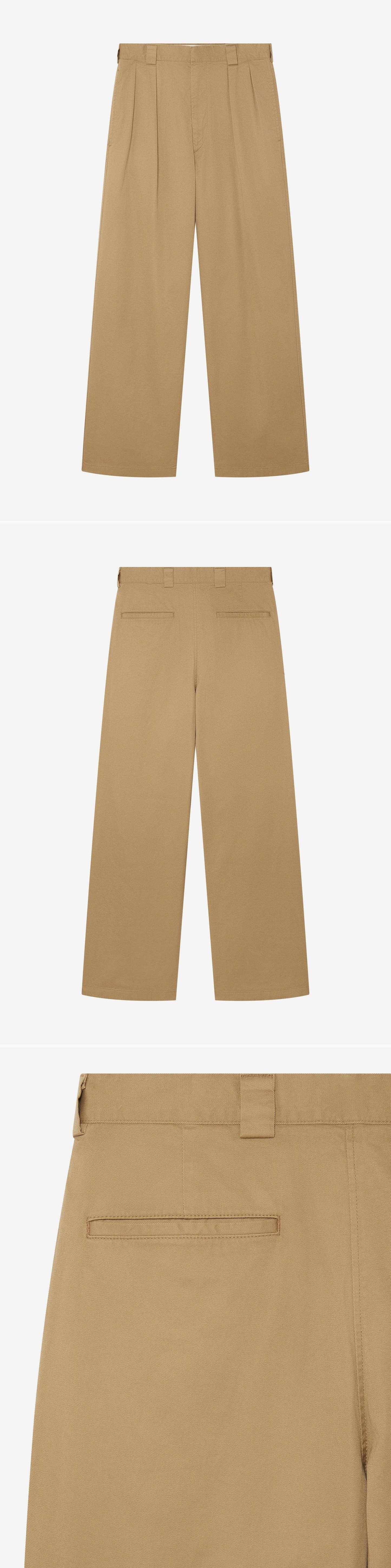 TAN_WIDELEG_TROUSER - Hanging - 3 x Shots - Front + Back + Detail C