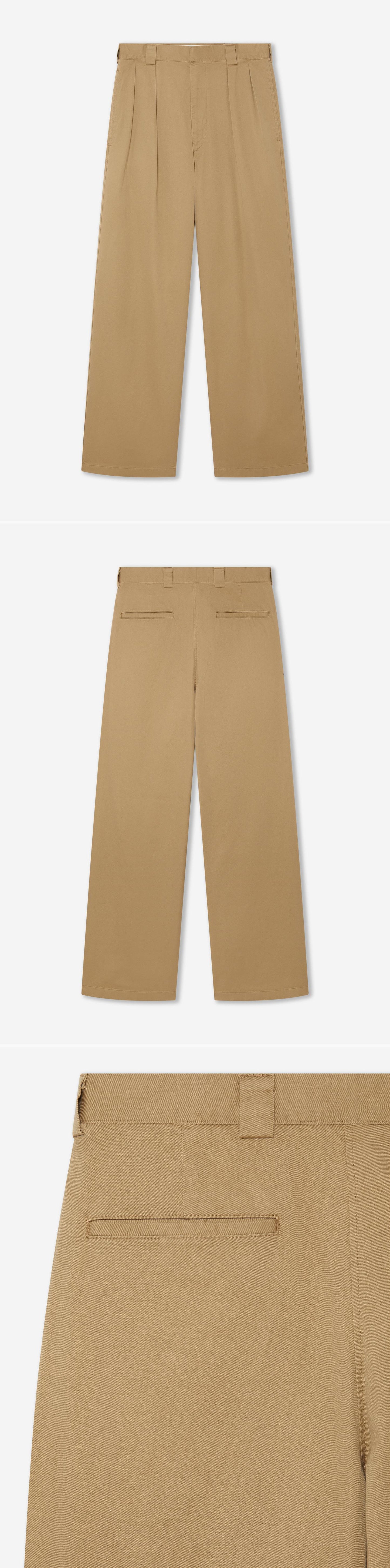 TAN_WIDELEG_TROUSER - Hanging - 3 x Shots - Front + Back + Detail C