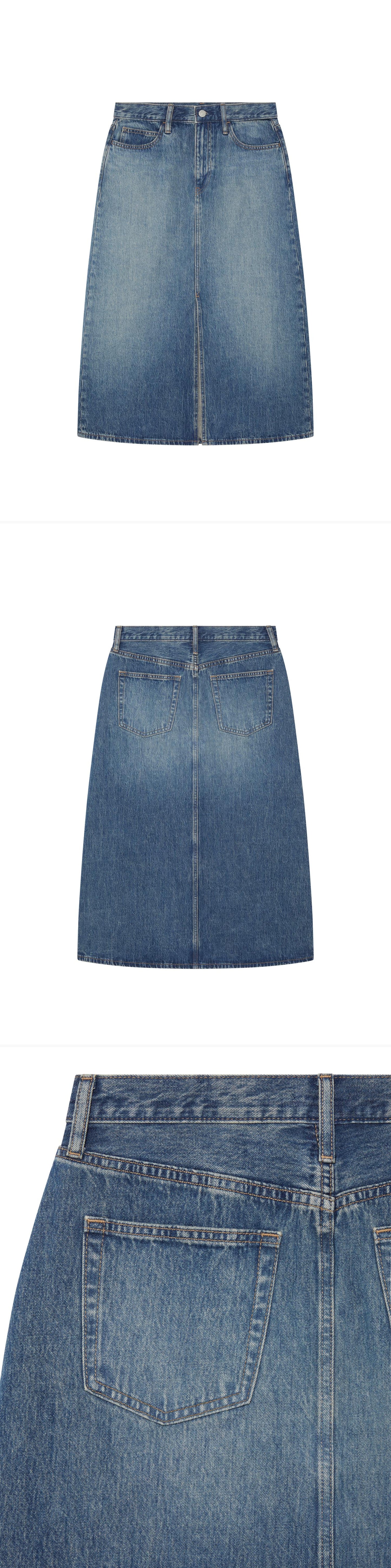 DENIM_SKIRT - Hanging - 3 x Shots - Front + Back + Detail C