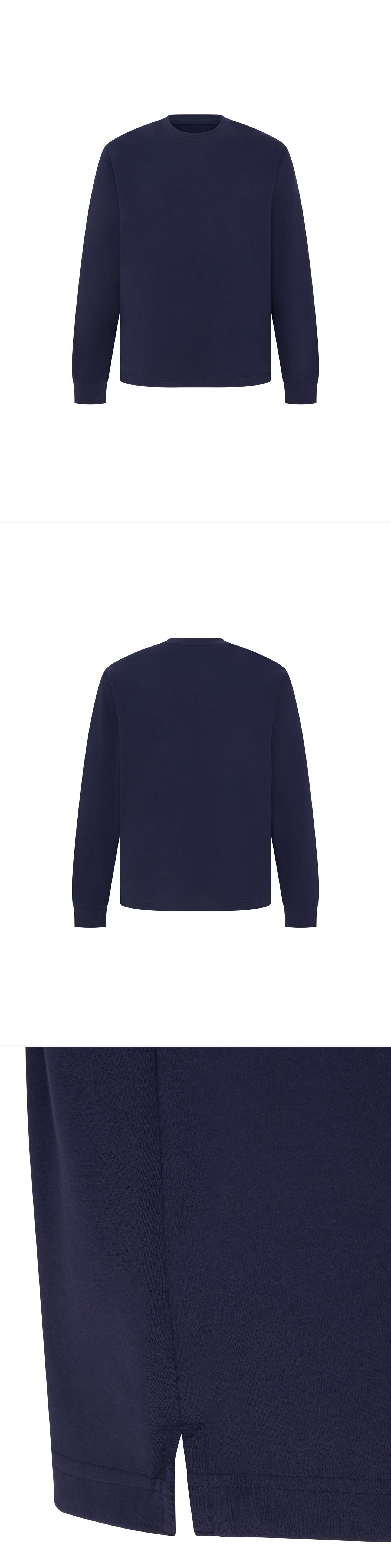 LS_NAVY_TEE - Mannequin - 3 x Shots - Front + Back + Detail B