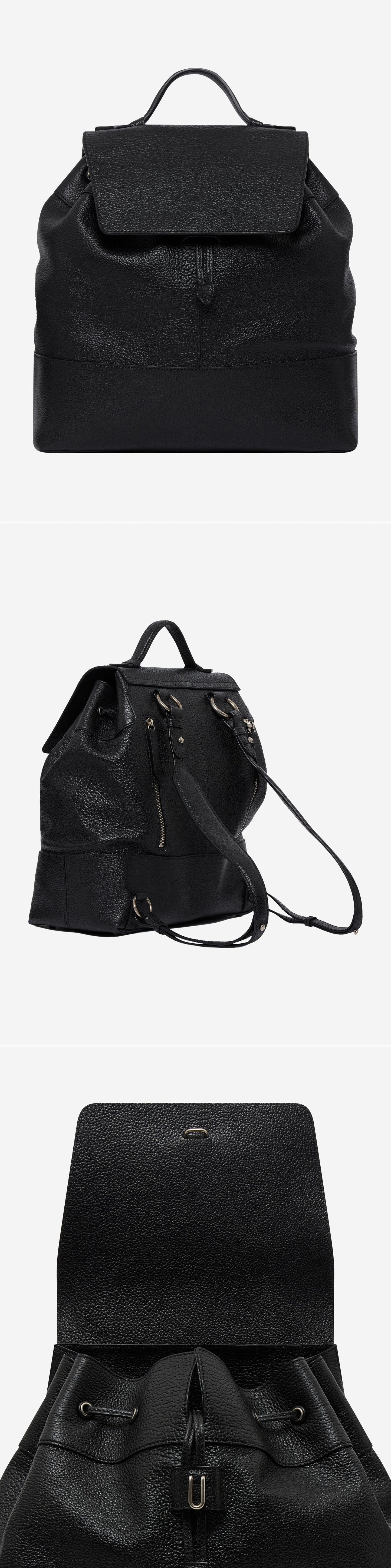 BLACK_GLIDE_BULL_CALFSKIN_BACKPACK - Acc - 3 x Shots - Front + Side + Detail