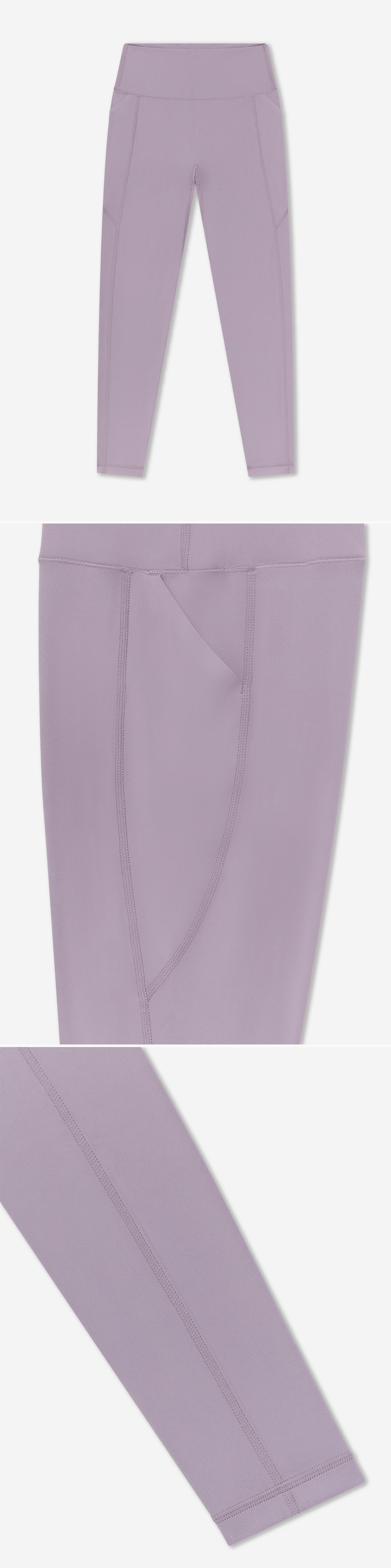 LILAC_LEGGINGS - Flat Lay - 3 x Shots - Front + Detail A + Detail B