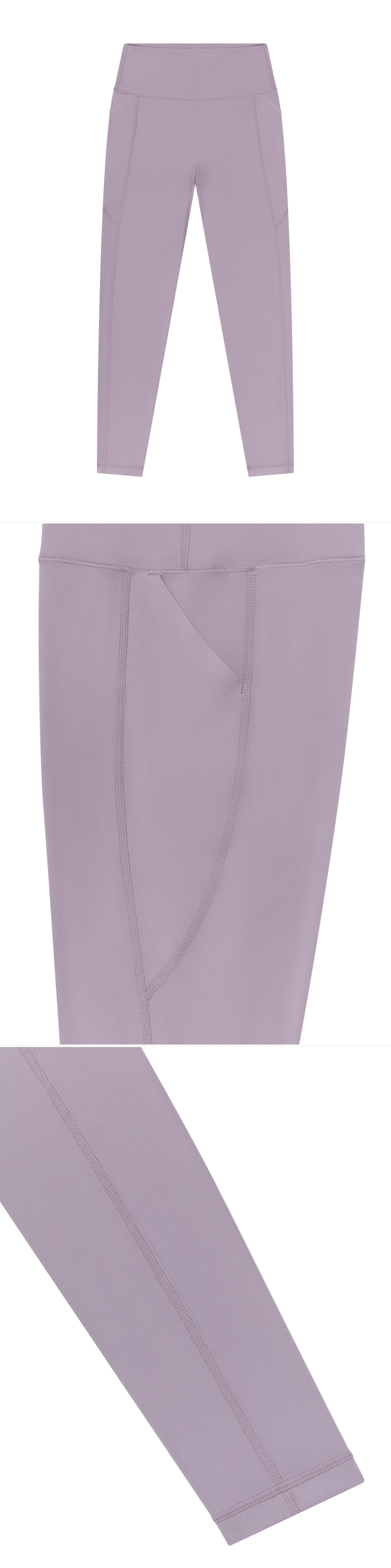 LILAC_LEGGINGS - Flat Lay - 3 x Shots - Front + Detail A + Detail B