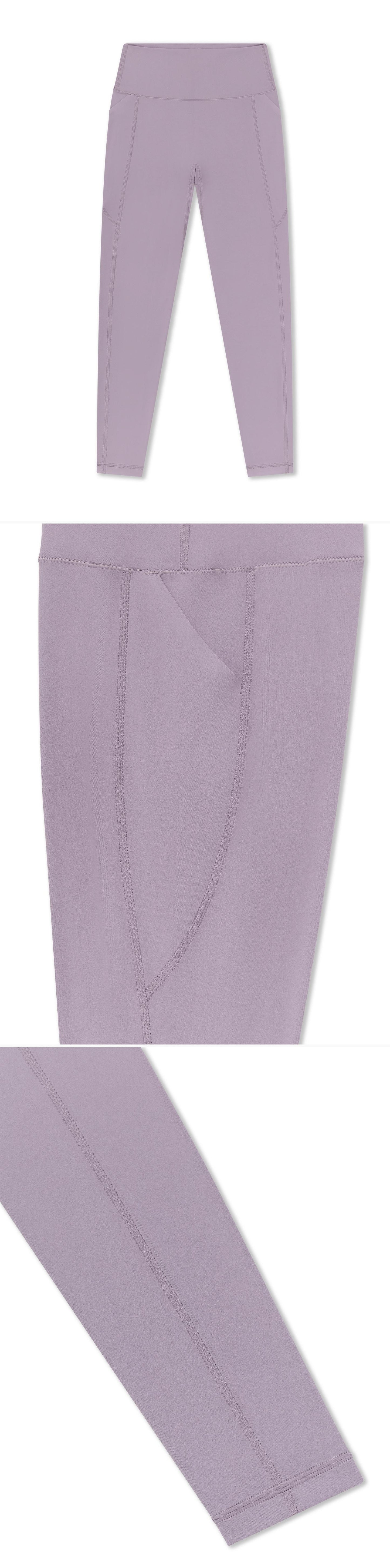 LILAC_LEGGINGS - Flat Lay - 3 x Shots - Front + Detail A + Detail B
