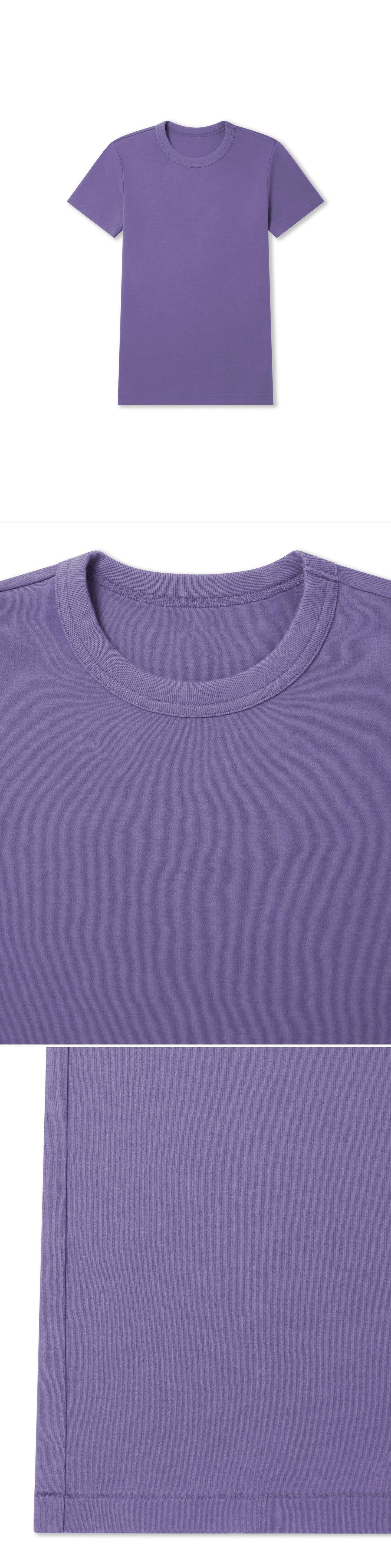 PURPLE_TSHIRT - Flat Lay - 3 x Shots - Front + Detail A + Detail B