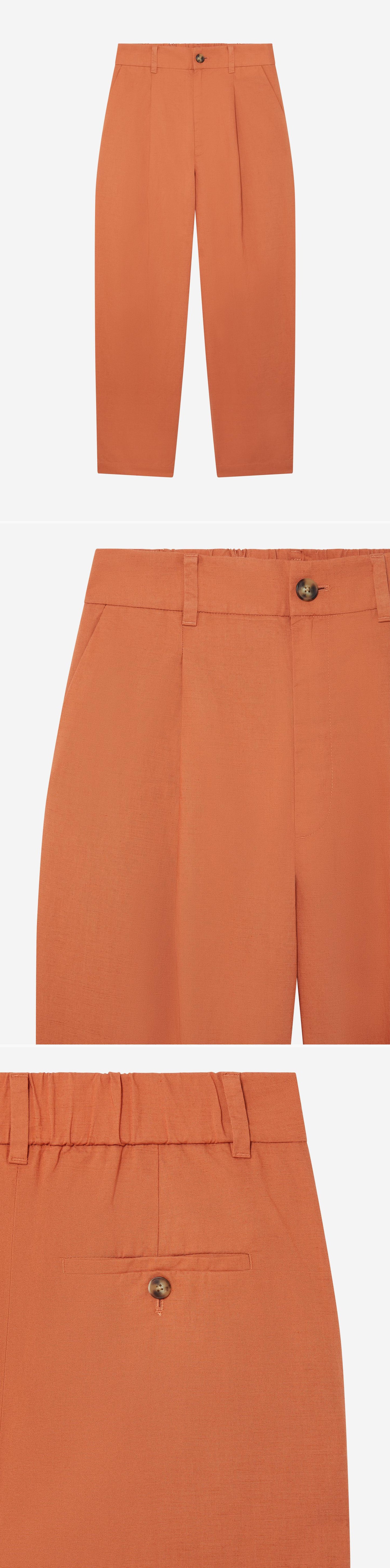 ORANGE_WIDELEG_TROUSER - Hanging - 3 x Shots - Front + Detail A + Detail B