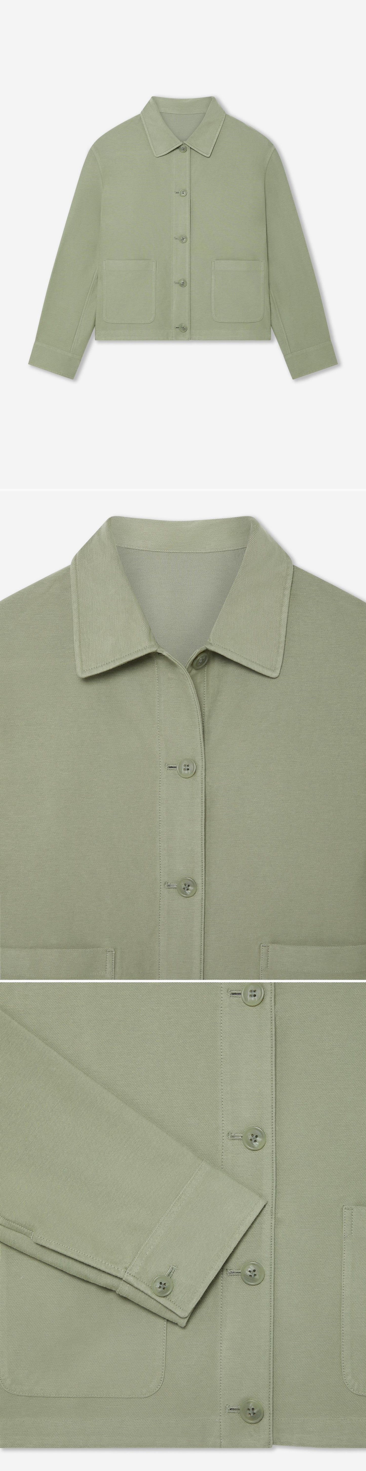 GREEN_OVERSHIRT - Hanging - 3 x Shots - Front + Detail A + Detail B