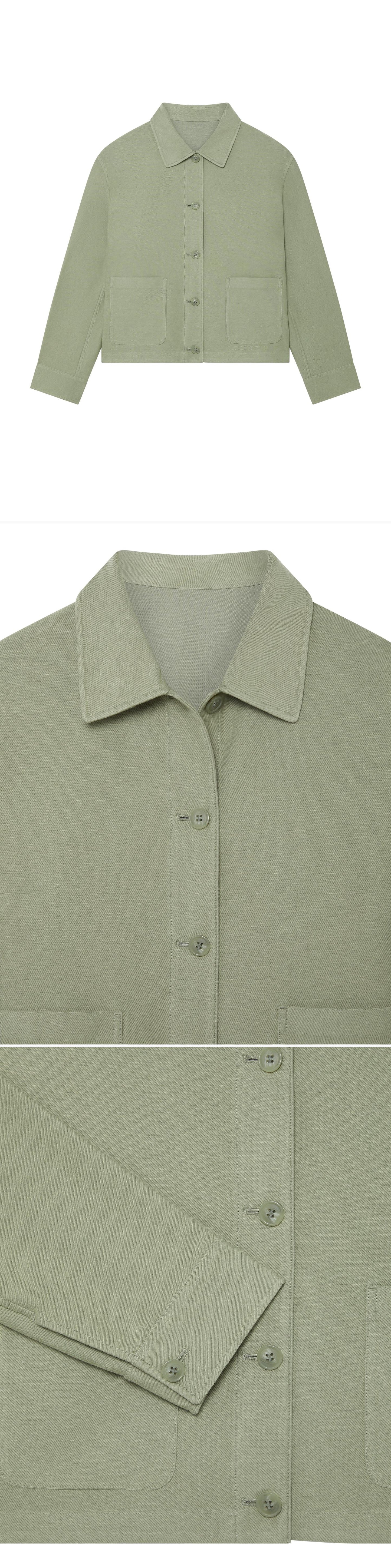GREEN_OVERSHIRT - Hanging - 3 x Shots - Front + Detail A + Detail B