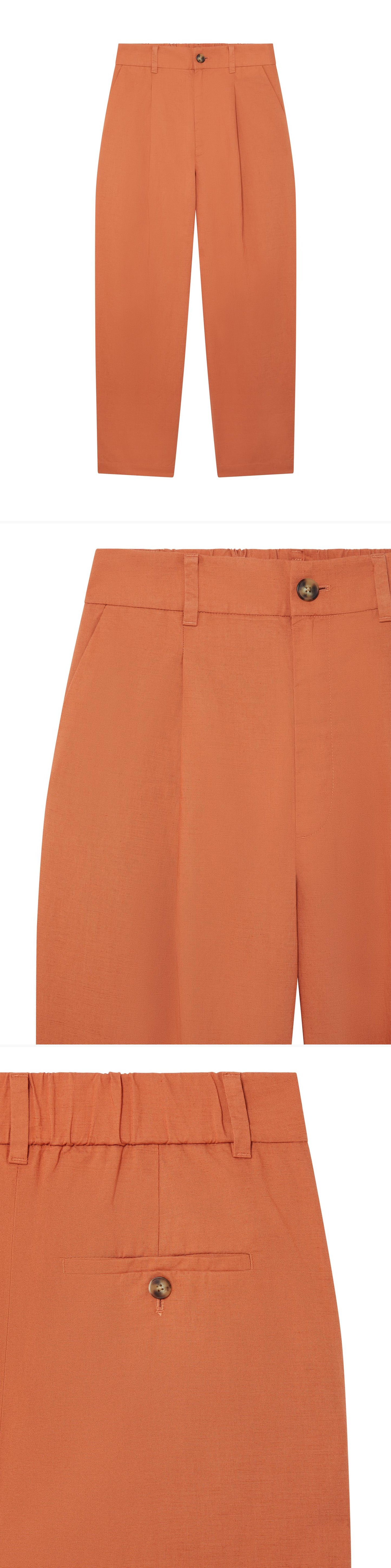 ORANGE_WIDELEG_TROUSER - Hanging - 3 x Shots - Front + Detail A + Detail B