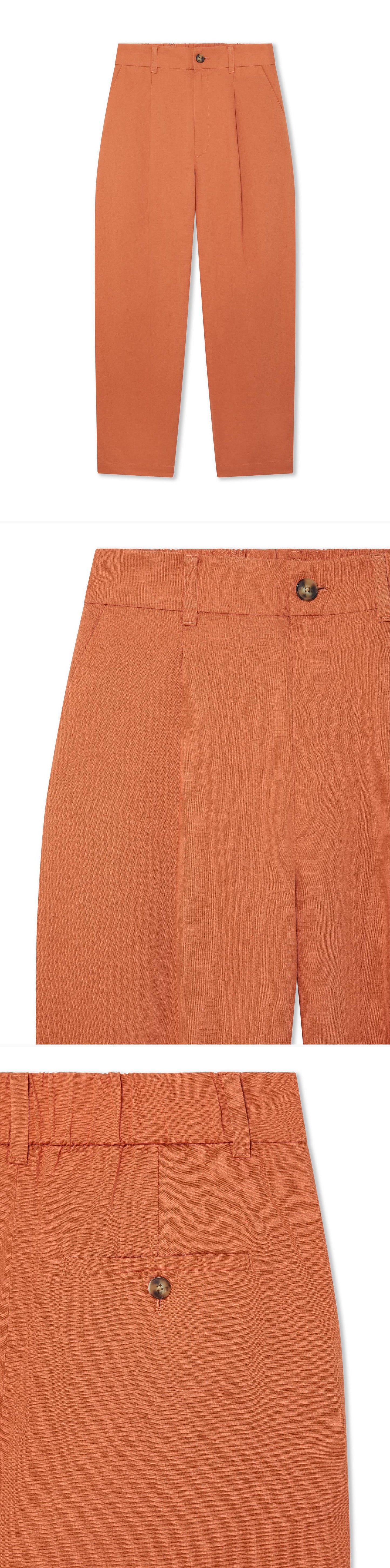 ORANGE_WIDELEG_TROUSER - Hanging - 3 x Shots - Front + Detail A + Detail B