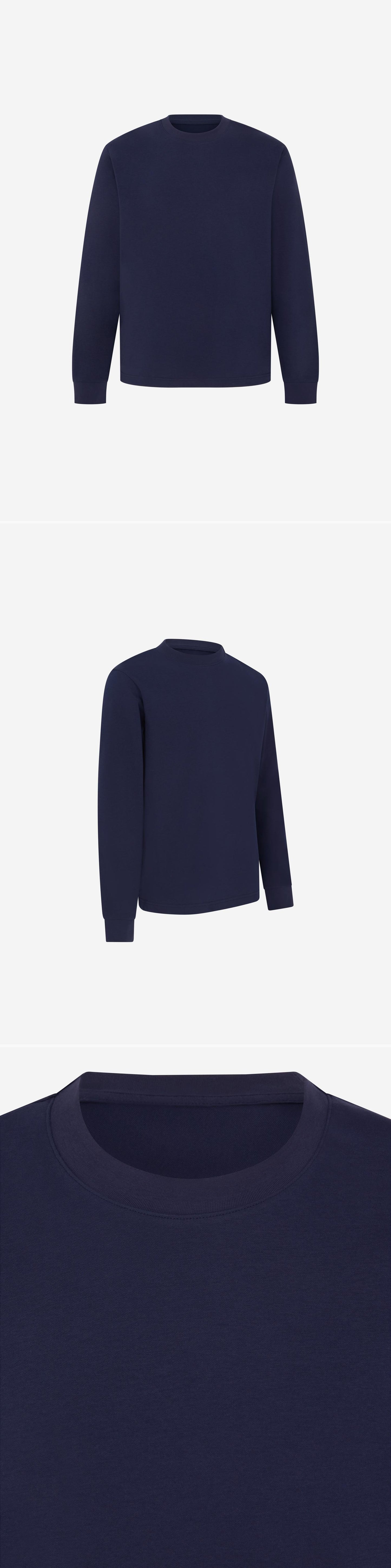 LS_NAVY_TEE - Mannequin - 3 x Shots - Front + Angle + Detail A