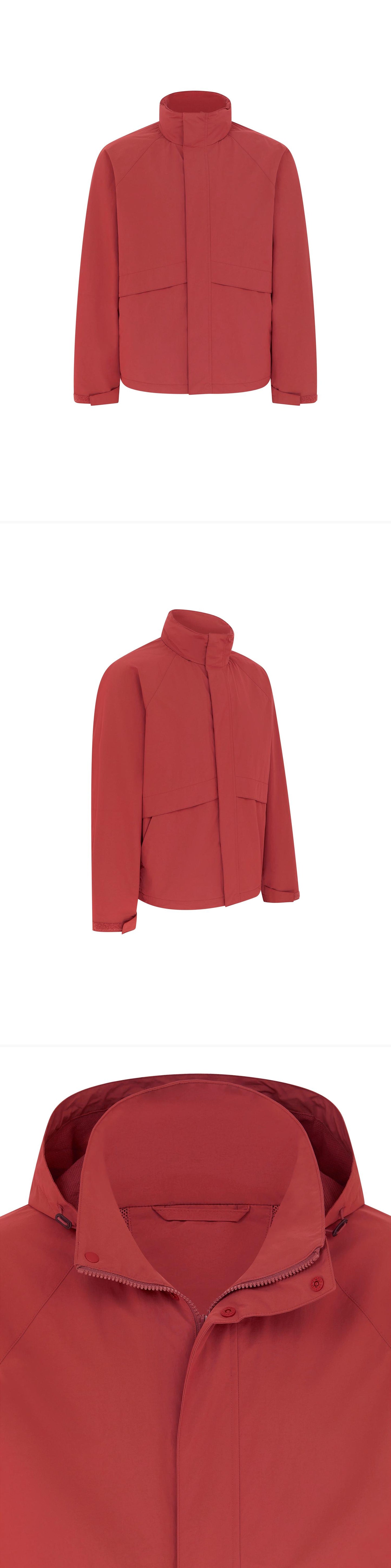 RED_HIGHNECK_JACKET - Mannequin - 3 x Shots - Front + Angle + Detail A