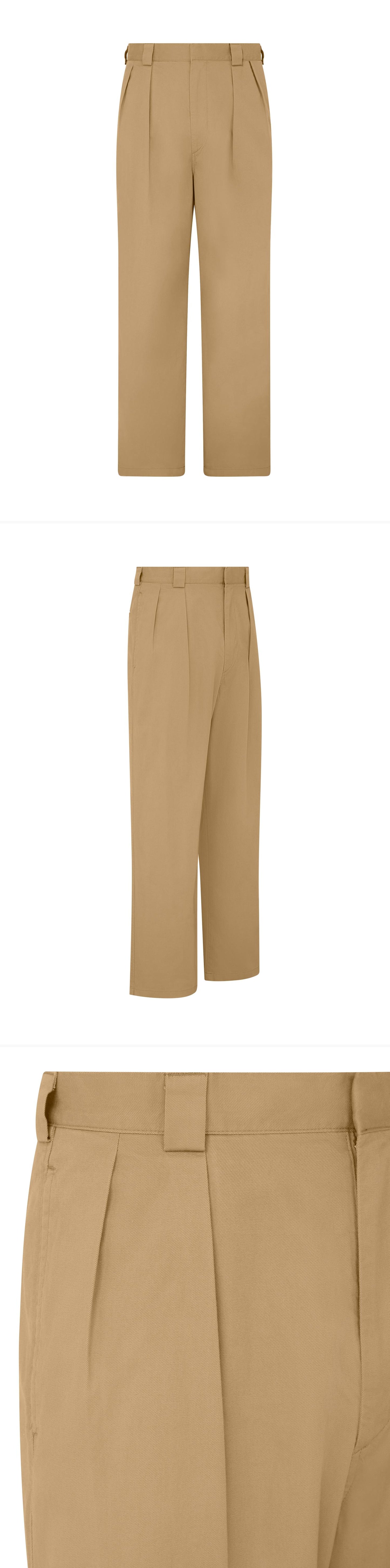 TAN_WIDELEG_TROUSER - Mannequin - 3 x Shots - Front + Angle + Detail A