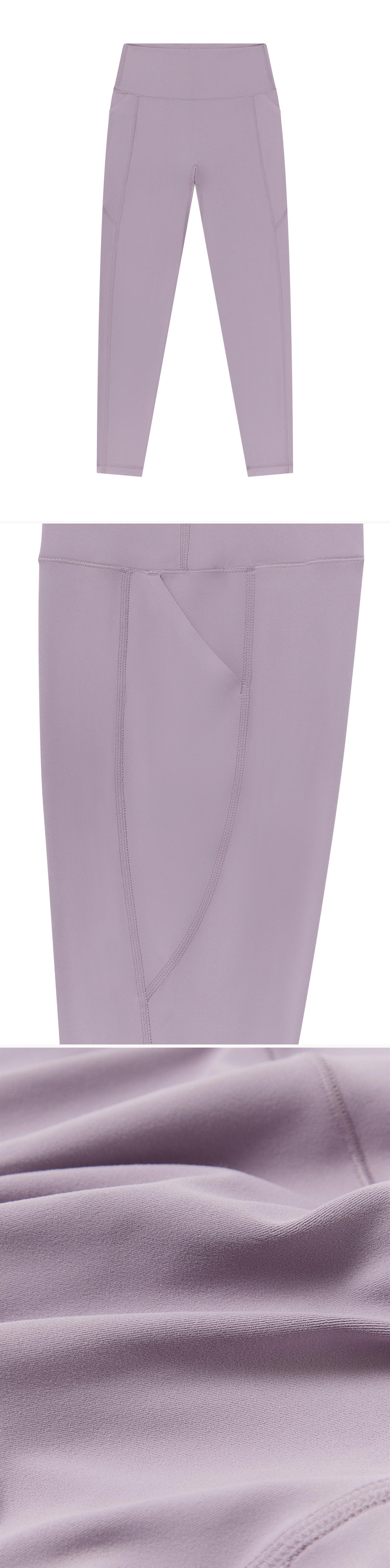 LILAC_LEGGINGS - Flat Lay - 3 x Shots - Front + Detail A + Detail C