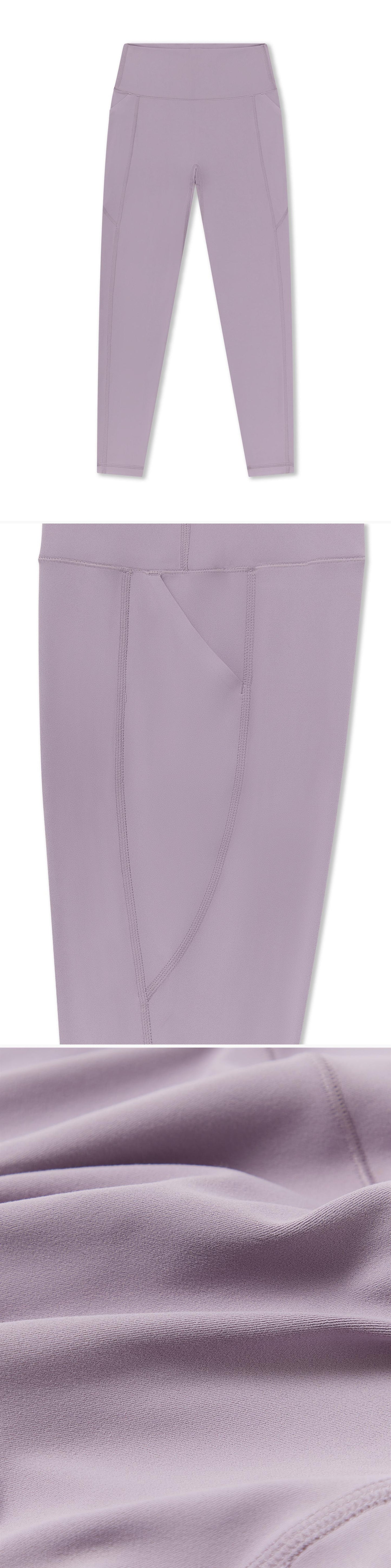 LILAC_LEGGINGS - Flat Lay - 3 x Shots - Front + Detail A + Detail C