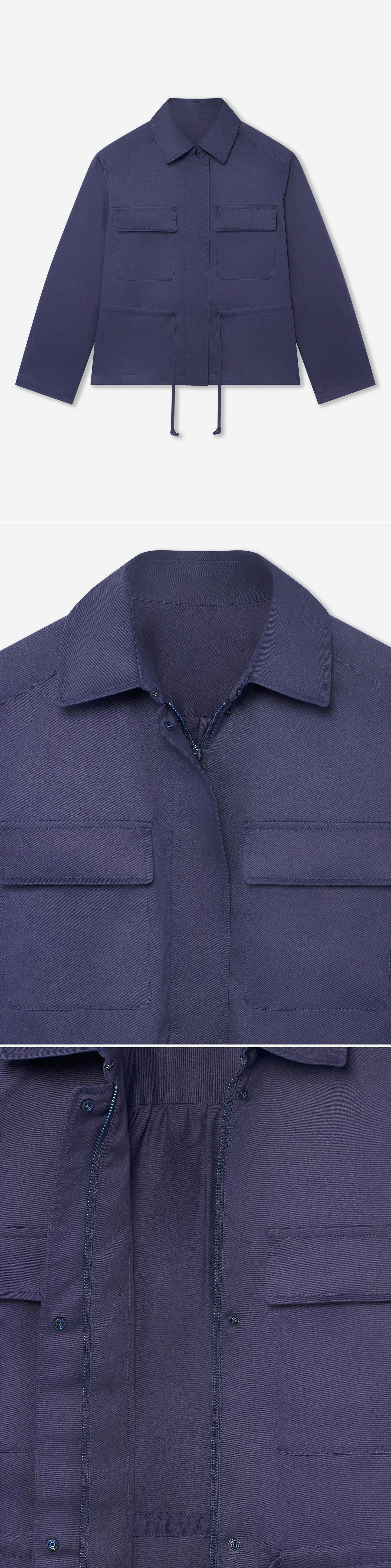 BLUE_JACKET - Hanging - 3 x Shots - Front + Detail A + Detail C