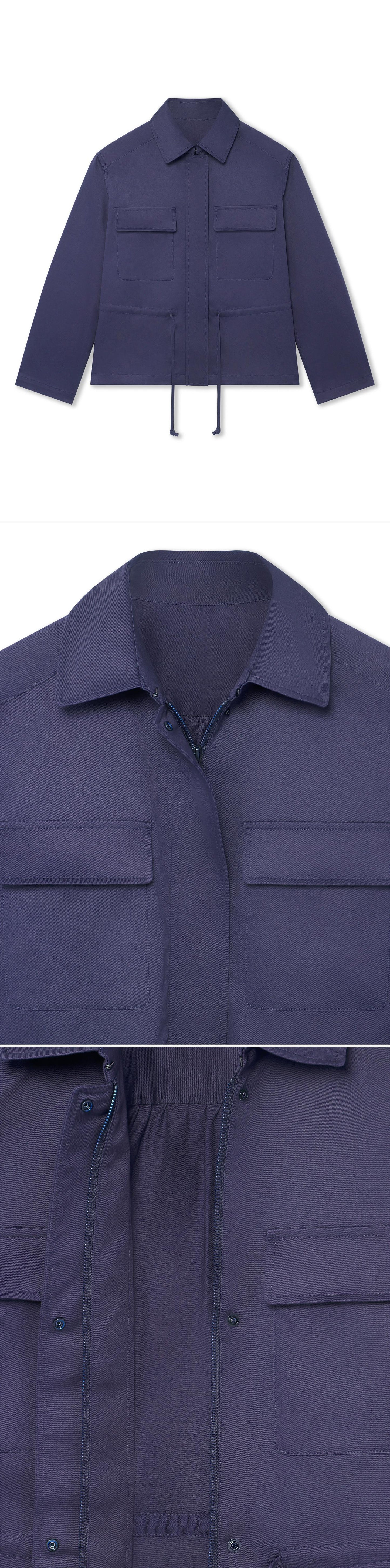 BLUE_JACKET - Hanging - 3 x Shots - Front + Detail A + Detail C