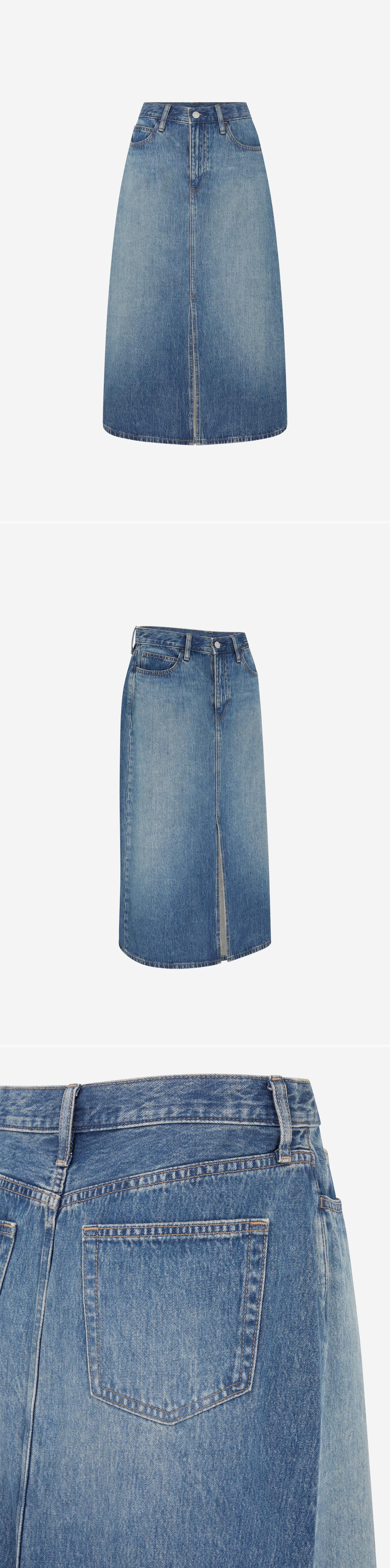 DENIM_SKIRT - Mannequin - 3 x Shots - Front + Angle + Detail B