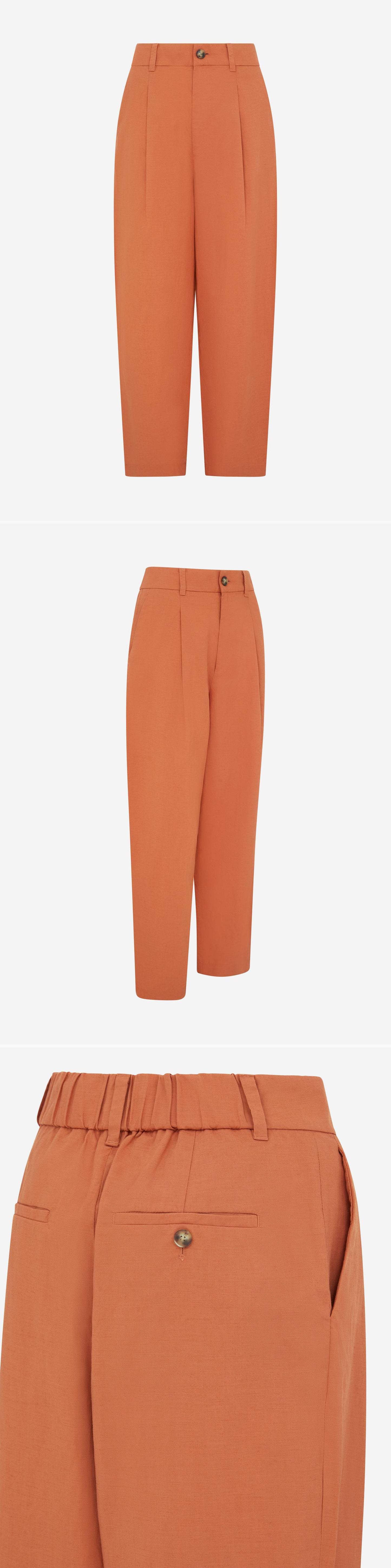 ORANGE_WIDELEG_TROUSER - Mannequin - 3 x Shots - Front + Angle + Detail B