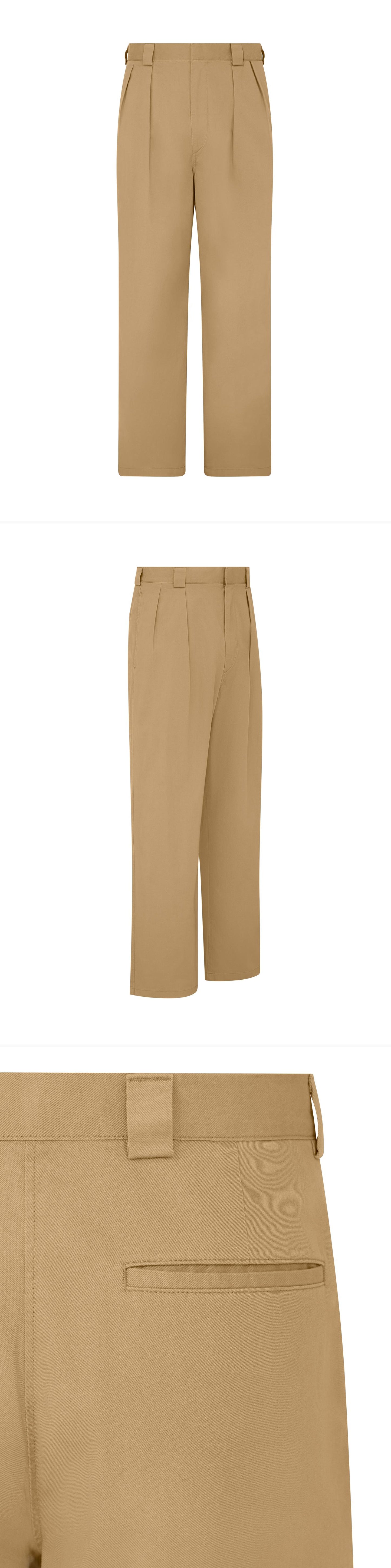 TAN_WIDELEG_TROUSER - Mannequin - 3 x Shots - Front + Angle + Detail B