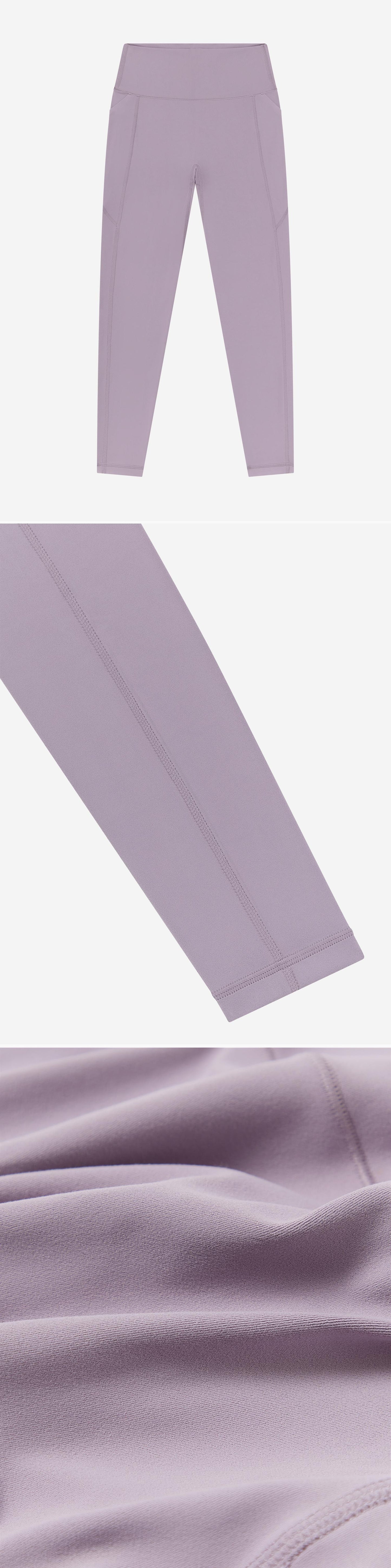 LILAC_LEGGINGS - Flat Lay - 3 x Shots - Front + Detail B + Detail C