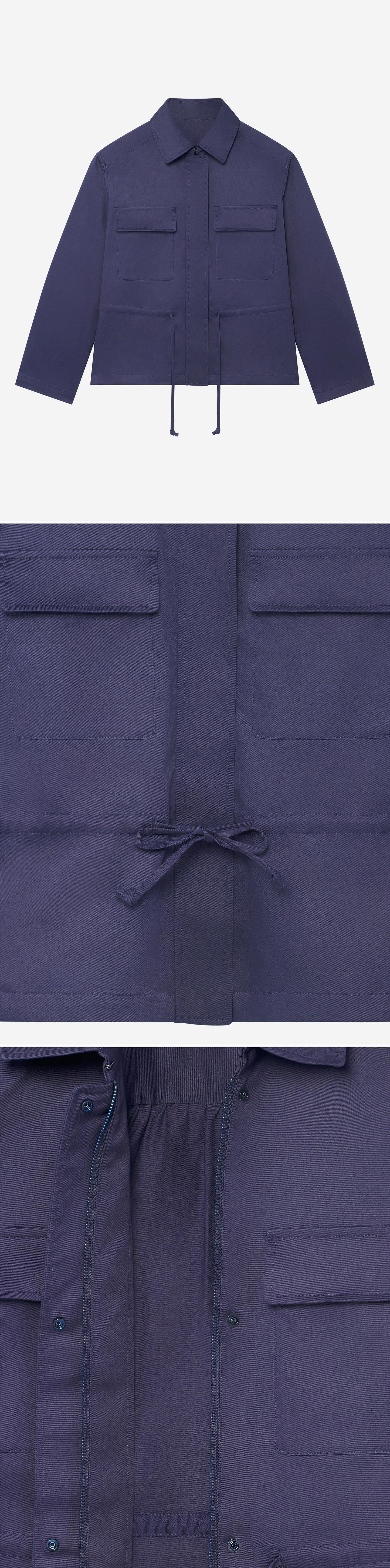 BLUE_JACKET - Hanging - 3 x Shots - Front + Detail B + Detail C