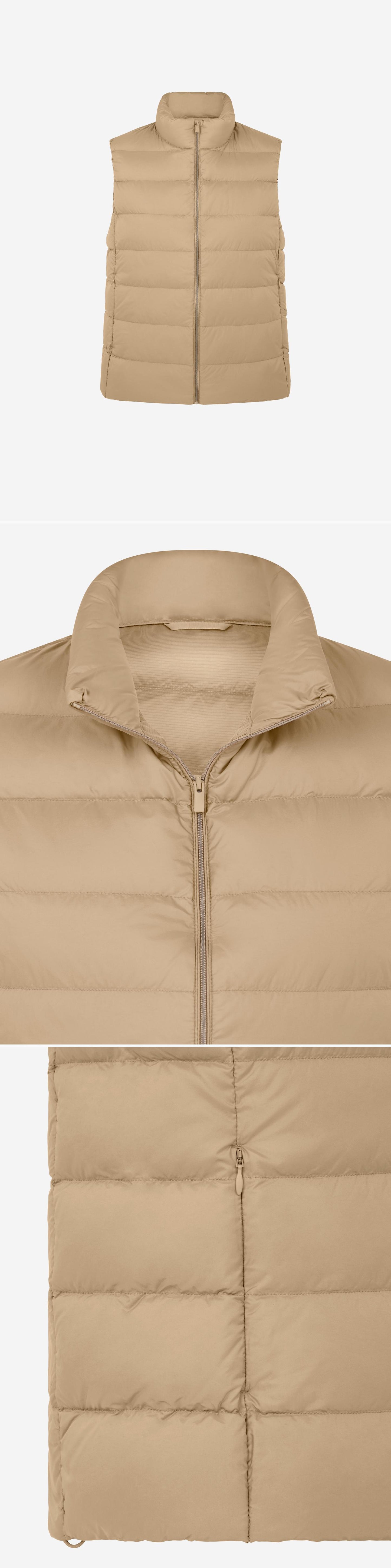 BEIGE_GILLET - Mannequin - 3 x Shots - Front + Detail A + Detail B