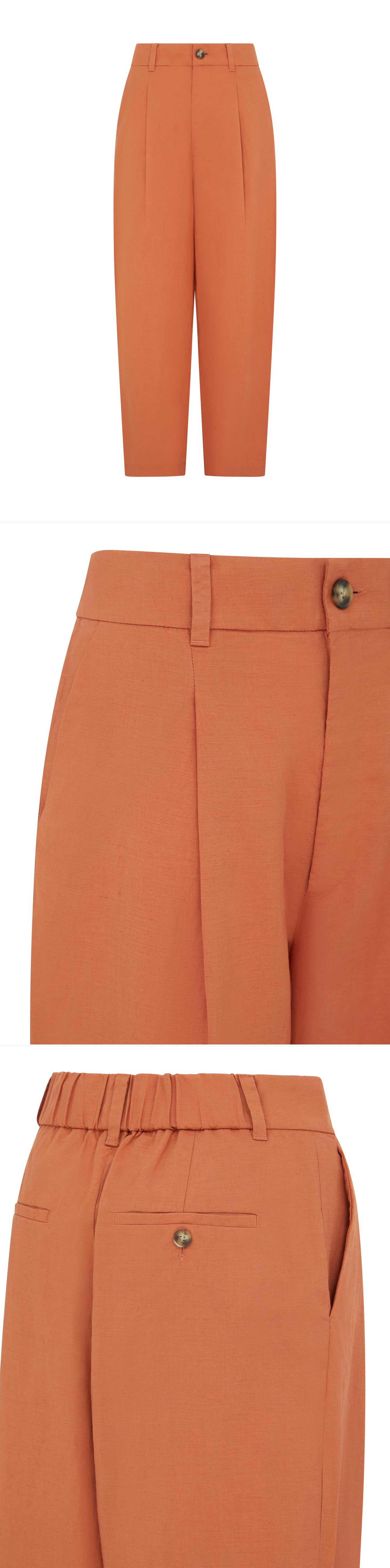 ORANGE_WIDELEG_TROUSER - Mannequin - 3 x Shots - Front + Detail A + Detail B