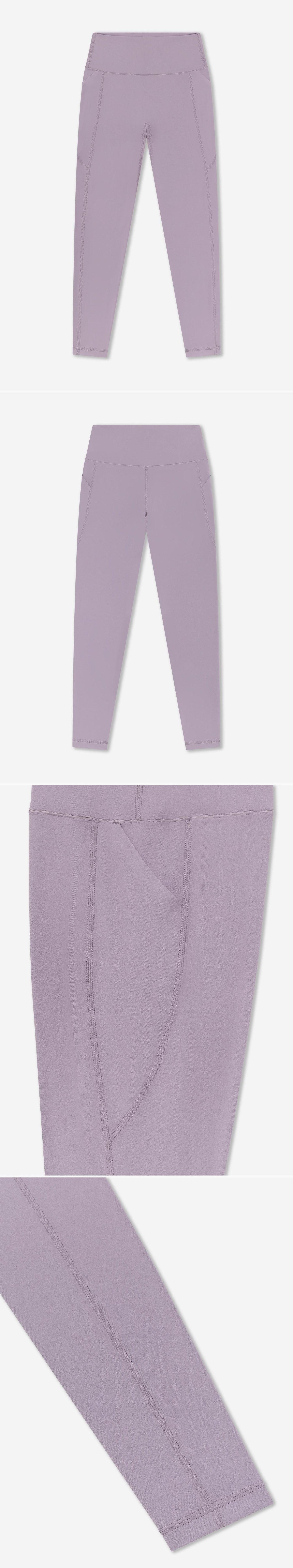 LILAC_LEGGINGS - Flat Lay - 4 x Shots - Front + Back + Detail A + Detail B