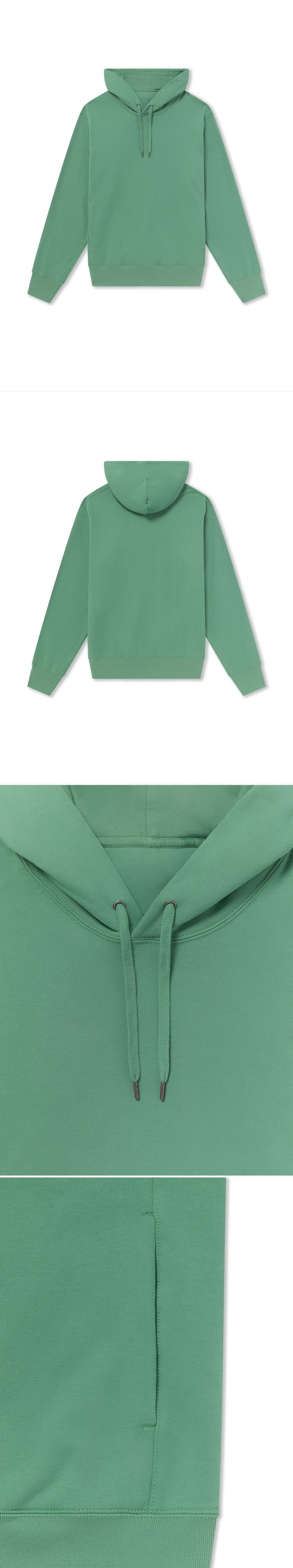 GREEN_HOODIE - Flat Lay - 4 x Shots - Front + Back + Detail A + Detail B