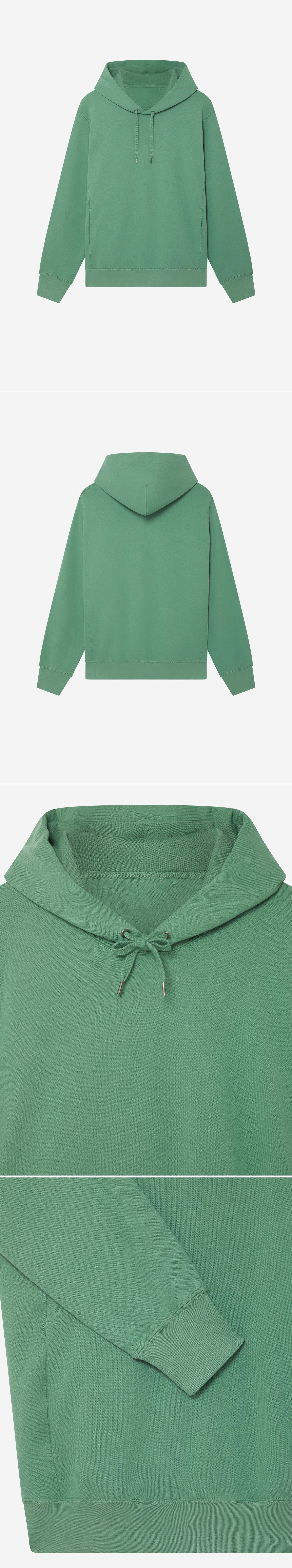 GREEN_HOODIE - Hanging - 4 x Shots - Front + Back + Detail A + Detail B