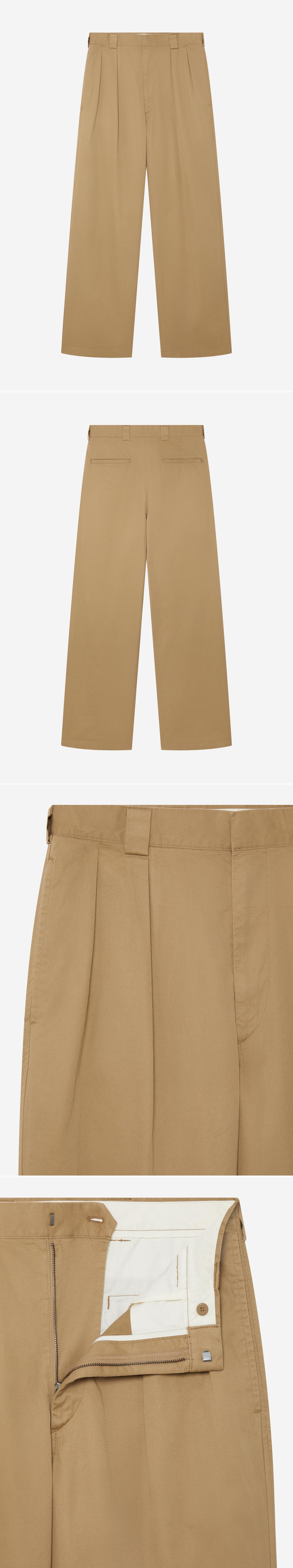 TAN_WIDELEG_TROUSER - Hanging - 4 x Shots - Front + Back + Detail A + Detail B
