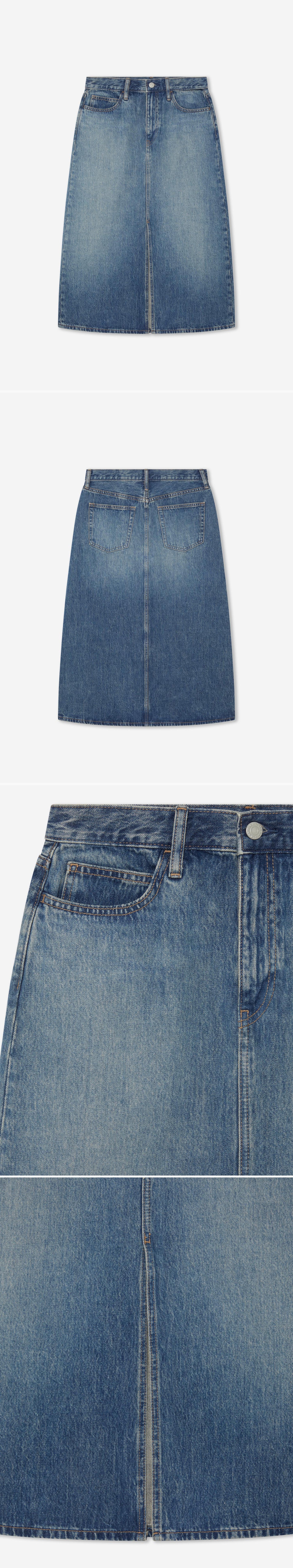 DENIM_SKIRT - Hanging - 4 x Shots - Front + Back + Detail A + Detail B