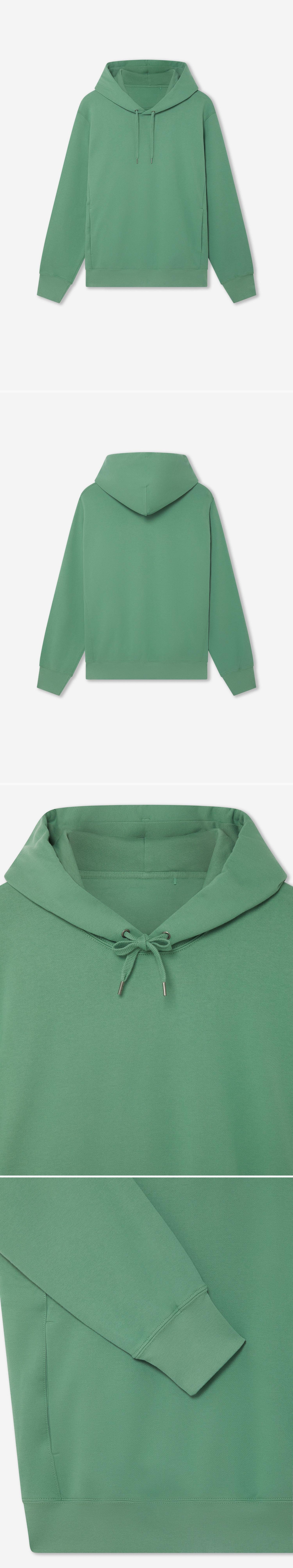 GREEN_HOODIE - Hanging - 4 x Shots - Front + Back + Detail A + Detail B